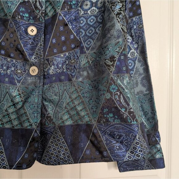 Coldwater Creek Paisley Patchwork Jacket Womens Size Large Blue Artsy Button Up - Picture 3 of 10